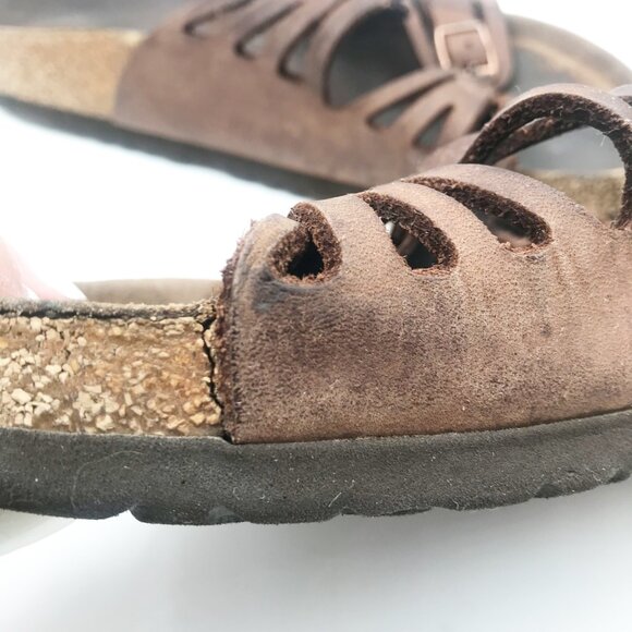 BIRKENSTOCK Granada Brown Leather Strap Flip Flop Sandals Womens 7.5 Boho Summer - Picture 9 of 13